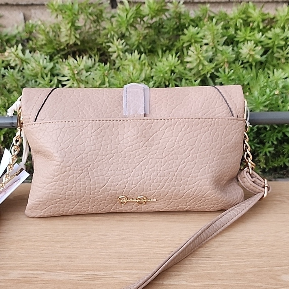Jessica Simpson’s Natural Kandi Foldover Crossbody Clutch NWT - Picture 3 of 14